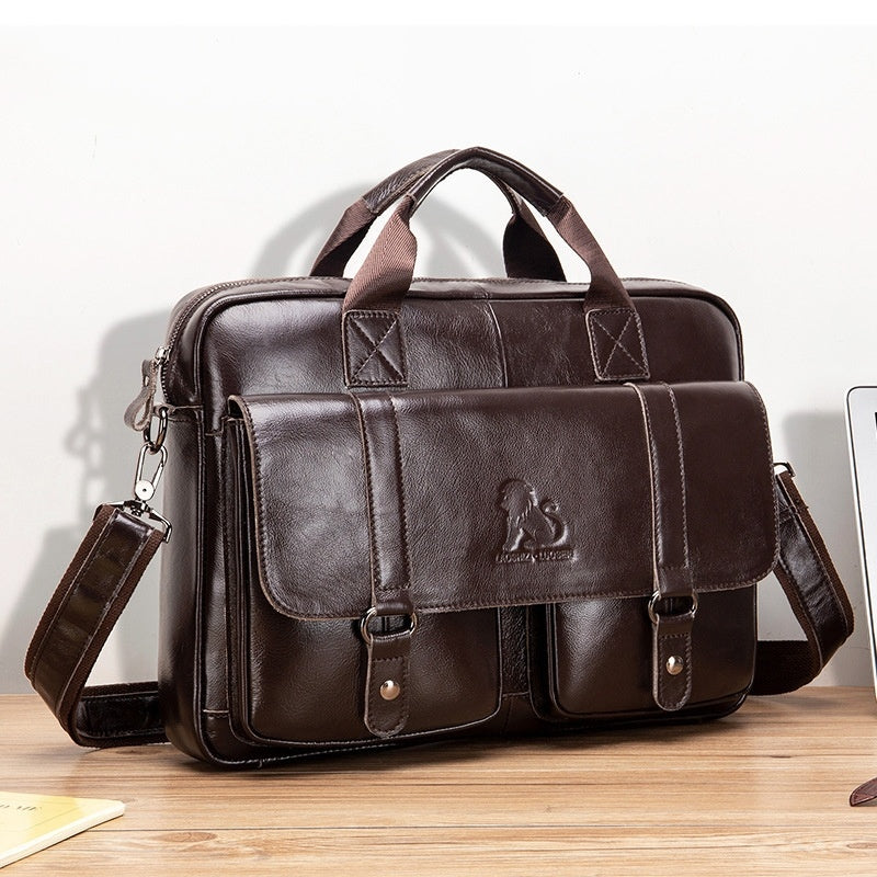 Men's Leather Briefcase Business Large Capacity Bag