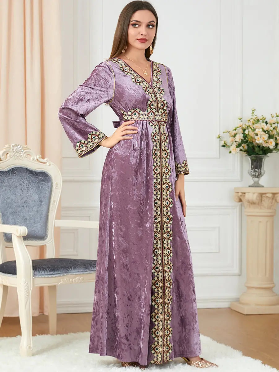 Muslim Autumn Winter Loose Fitting Long Sleeved Golden