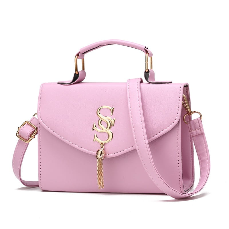 Stylish Pink Leather Handbag with Gold Tassel - Perfect Fashion Shoulder Messenger for Daily Use