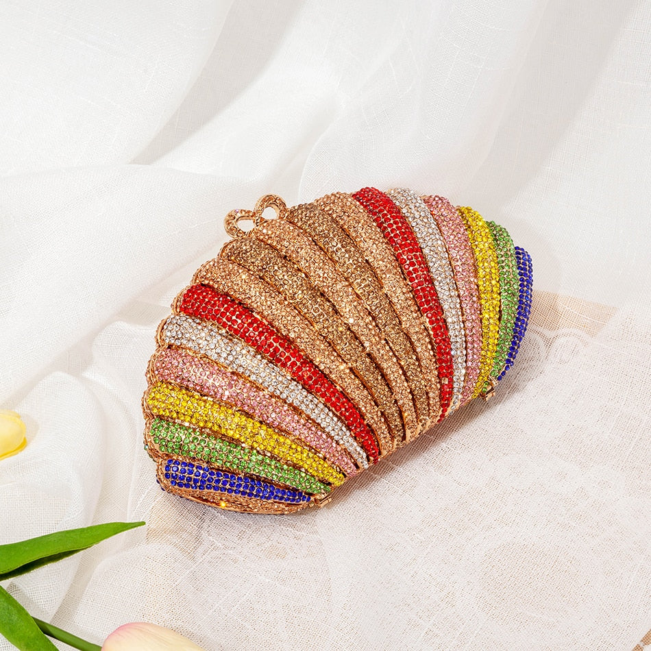 Women's High End Rainbow Shell Rhinestone Evening Clutch Bags - Pleasures and Sins   Pleasures and Sins