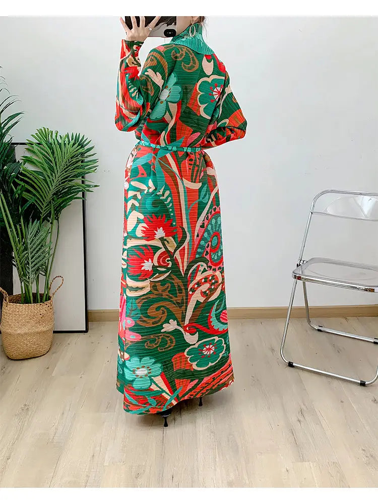 Wrap Over Muslim Robe Versatile Long Sleeved Printed Cloak (cape imprimée à manches longues)