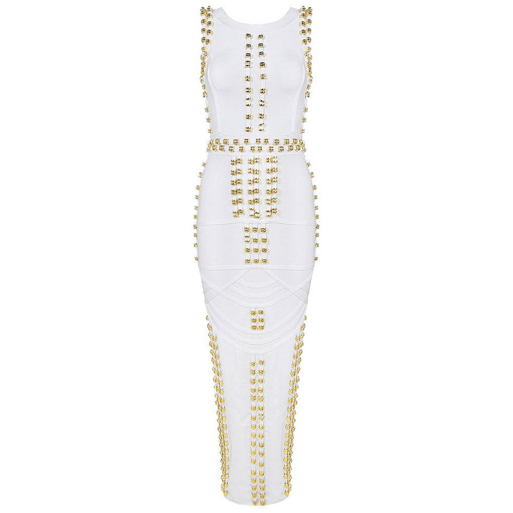 Luxury Bead Slim Fit Banquet Dress Long Elegant Split Bandage Dress