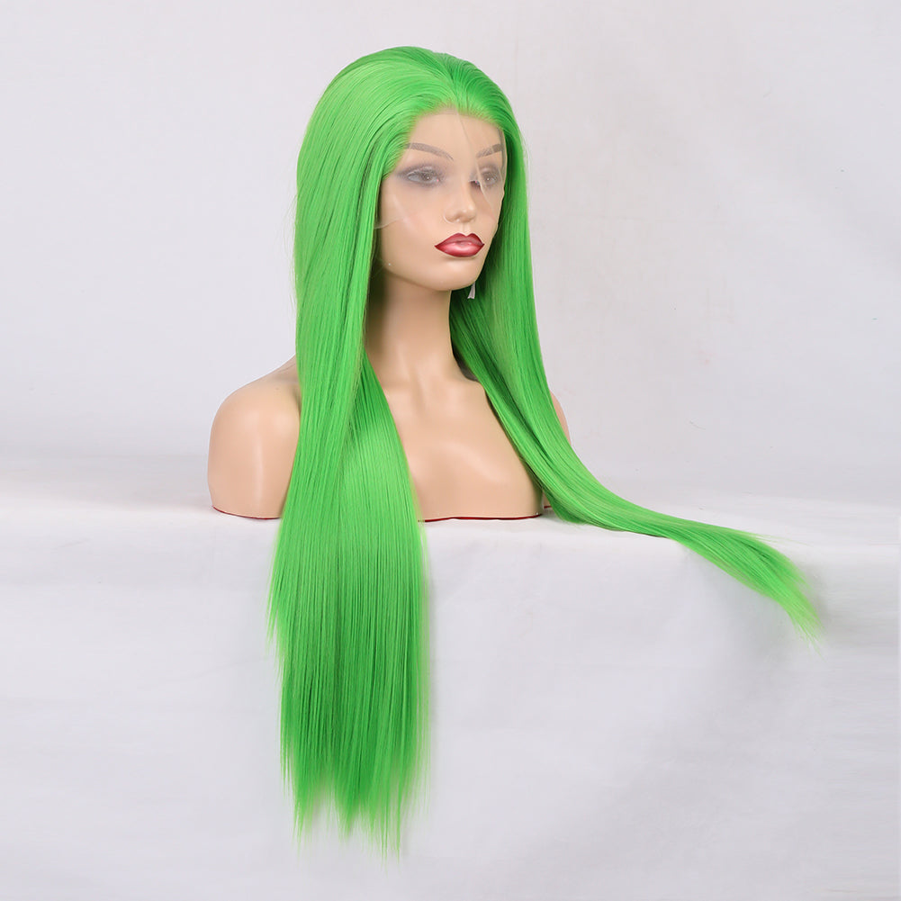 Female Long Green, Chemical Fibre, Lace Front Long Straight Wig - Pleasures and Sins   Pleasures and Sins