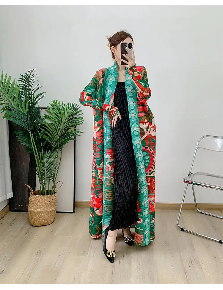 Wrap Over Muslim Robe Versatile Long Sleeved Printed Cloak (cape imprimée à manches longues)