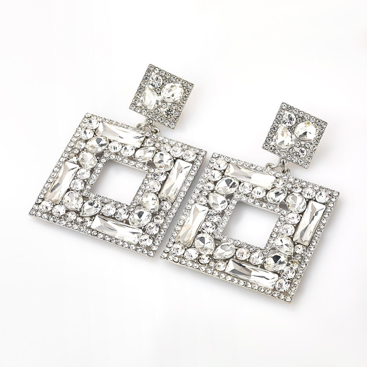 Flash Multi-layer Square Diamond Rhinestone Full Diamond Earrings - Pleasures and Sins   Pleasures and Sins