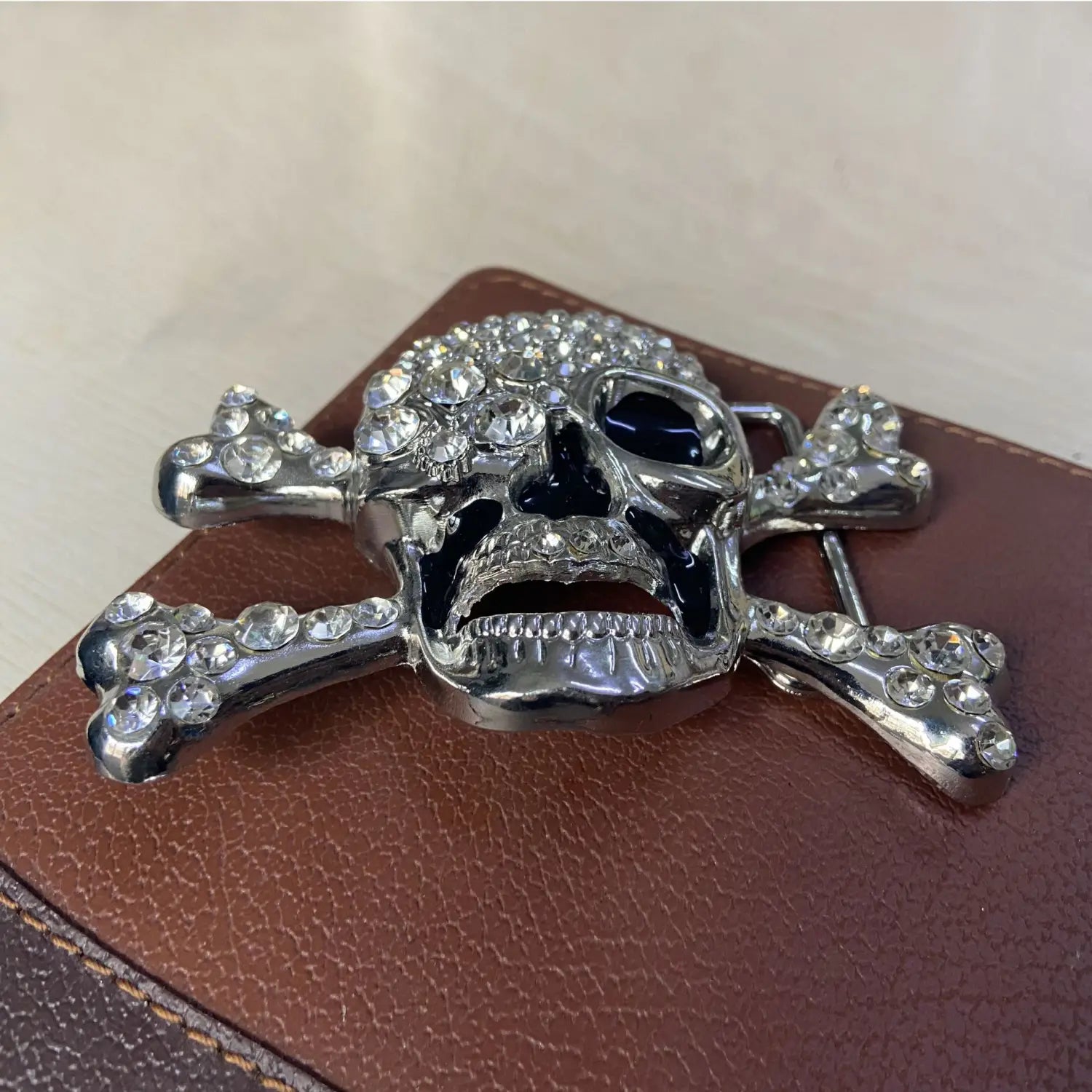 Skull Rhinestone diamante belt buckle casual diamond belt