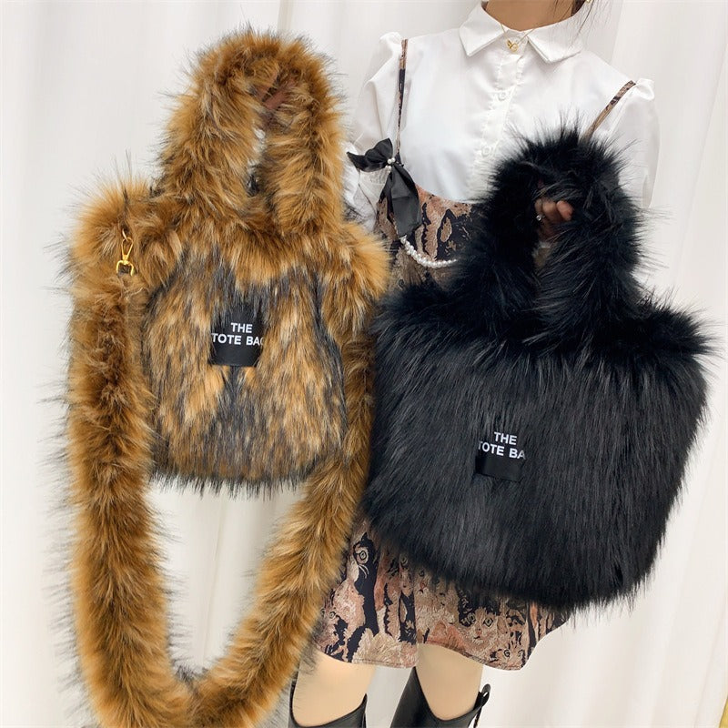 Crossbody Tote Bag Imitation Fur Large Capacity Bag - Pleasures and Sins   Pleasures and Sins