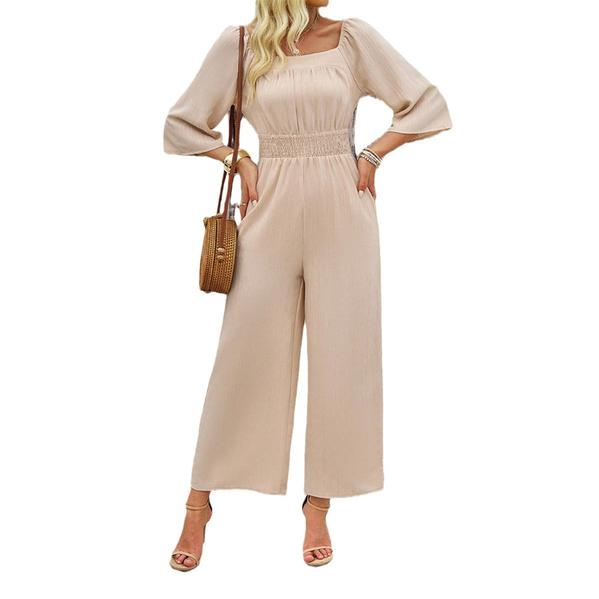 Womens wide leg jumpsuit for spring and summer casual short sleeved - Pleasures and Sins   Pleasures and Sins