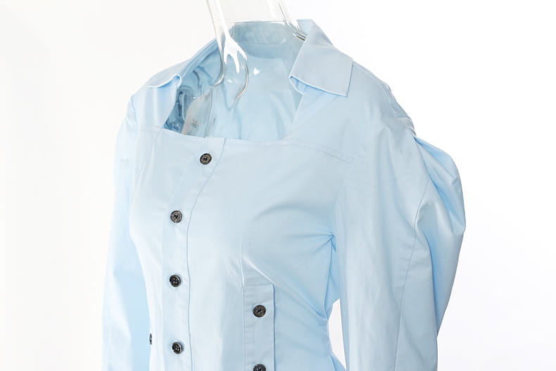 Shirt waist cinching slimming mid length shirt jacket