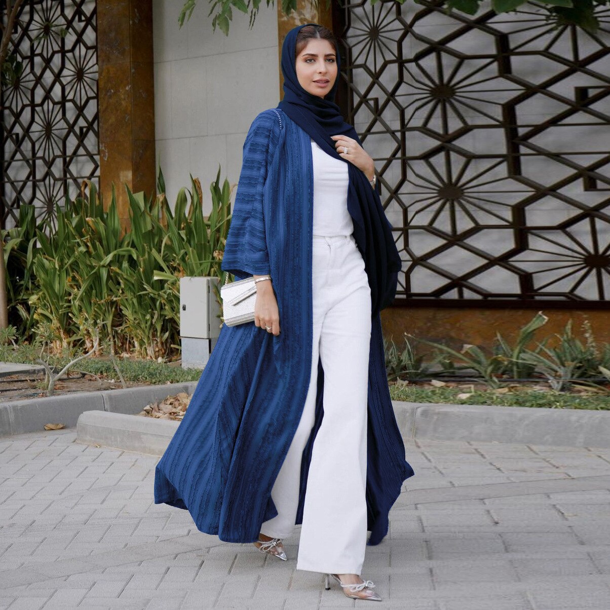 Ramadan Eid Djellaba Abaya Long Sleeve Muslim Dress With Belt - Pleasures and Sins   Pleasures and Sins