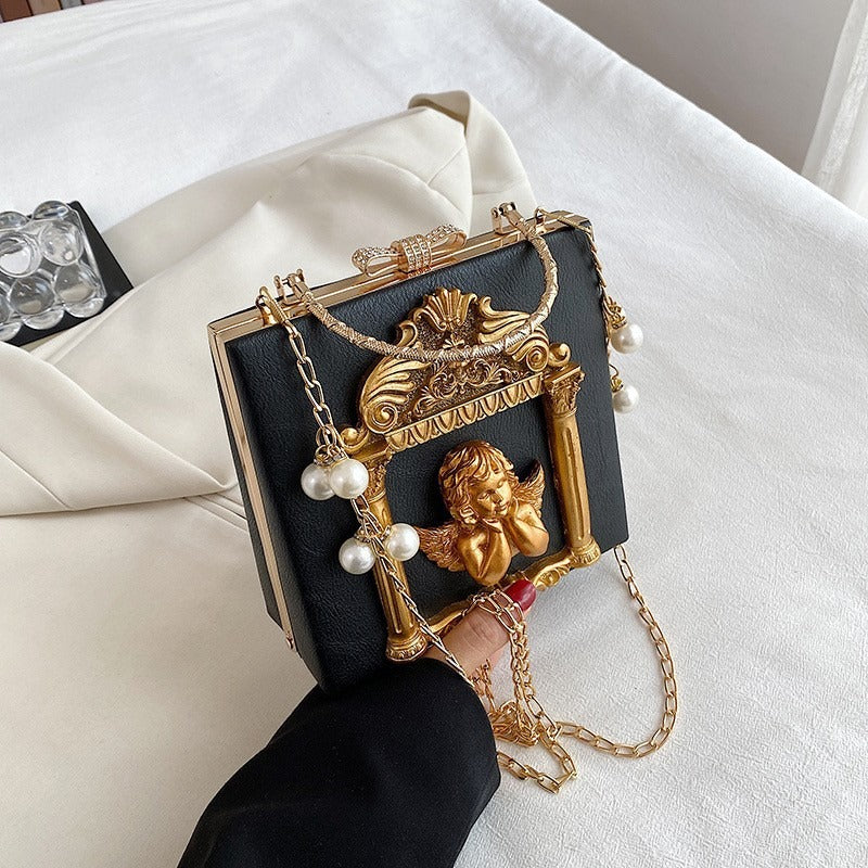 Unique Handheld, Shoulder Chain Bag With Angel Detail - Pleasures and Sins   Pleasures and Sins