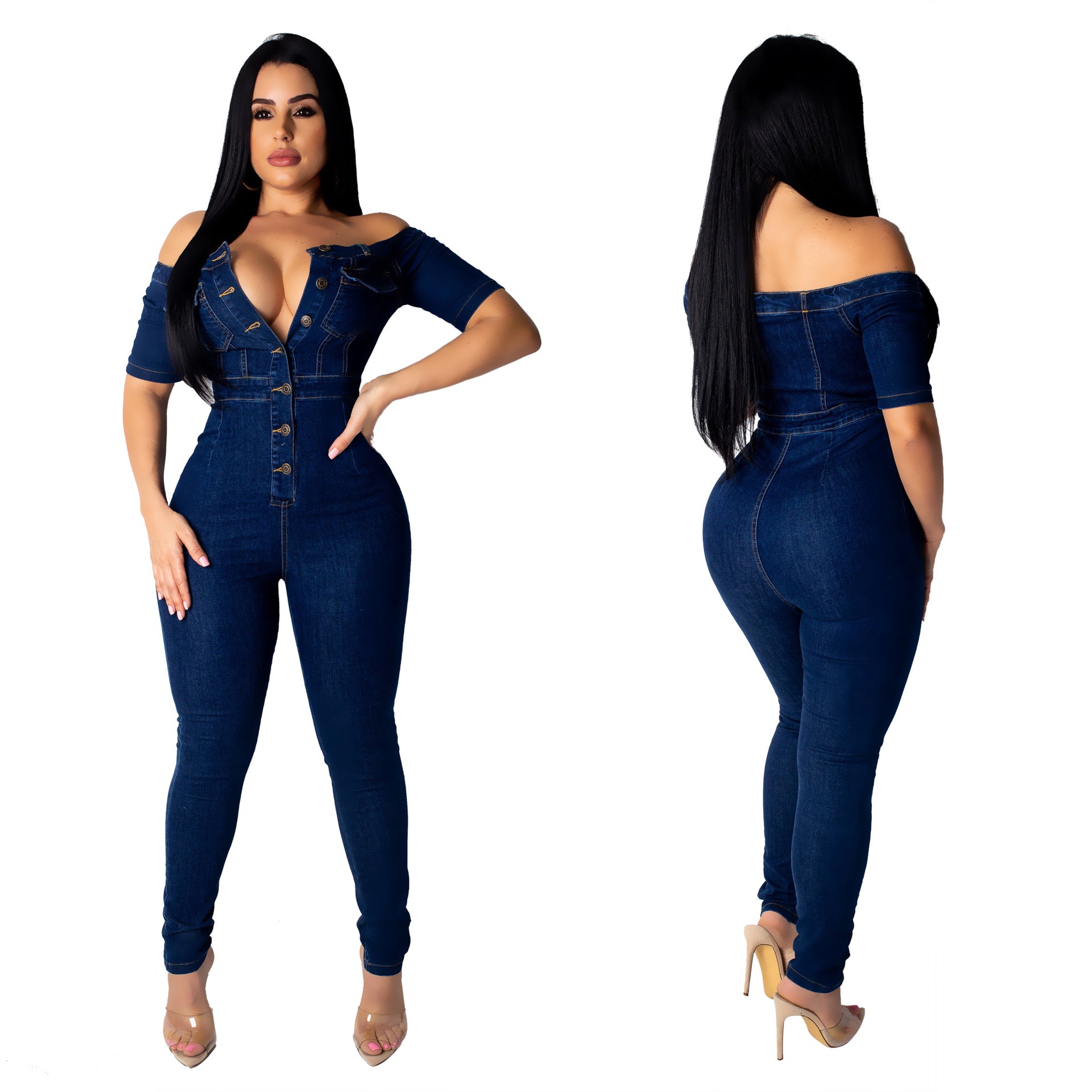 Fashion Denim Jumpsuit Womens Wide Leg Bodycon Jumpsuit - Pleasures and Sins   Pleasures and Sins