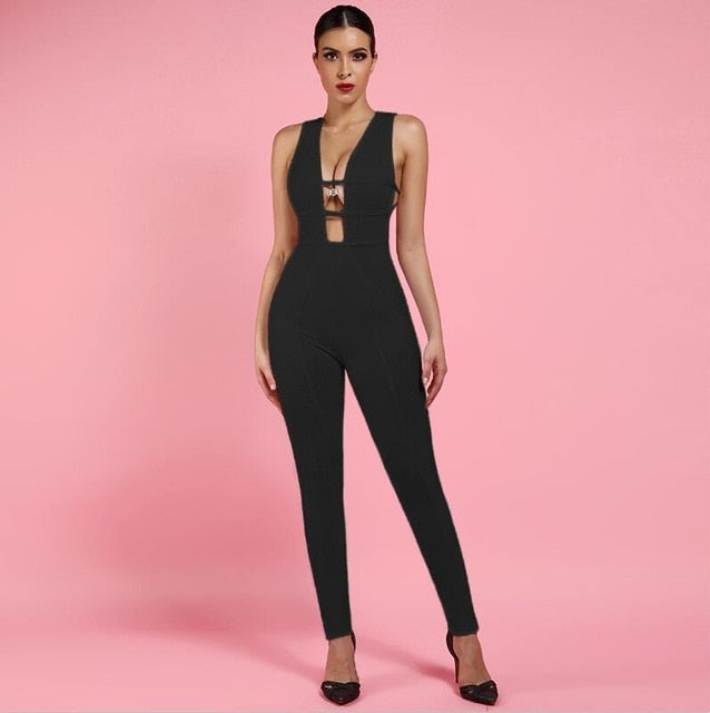 Sexy Bandage Jumpsuit Cut Out Jumpsuit White Rayon Quality Jumpsuit - Pleasures and Sins   Pleasures and Sins