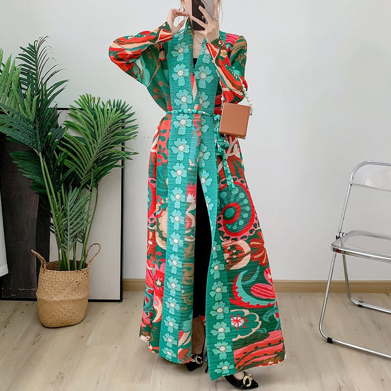 Wrap Over Muslim Robe Versatile Long sleeved Printed Cloak Coat - Pleasures and Sins   Pleasures and Sins