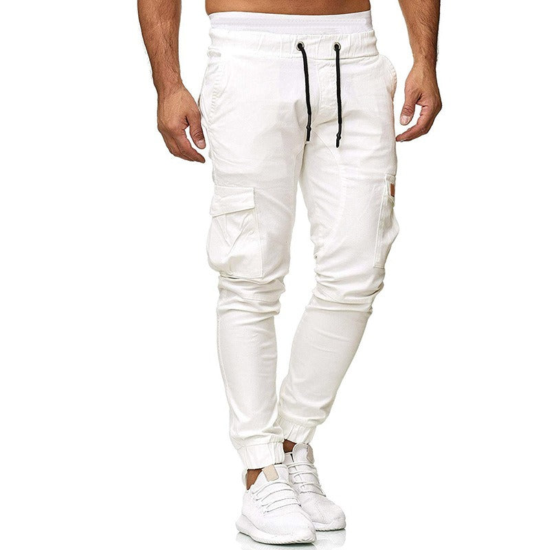 Men's Cargo Multi Pocket Skinny Fit Solid Colour Trousers - Pleasures and Sins   Pleasures and Sins