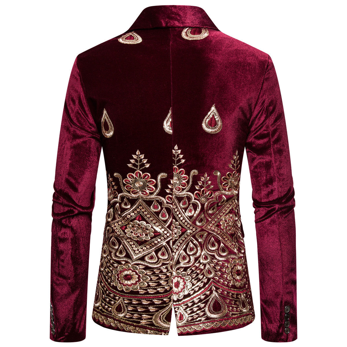 Ethnic Print Single-breasted Rhinestone Smart Jacket For Men