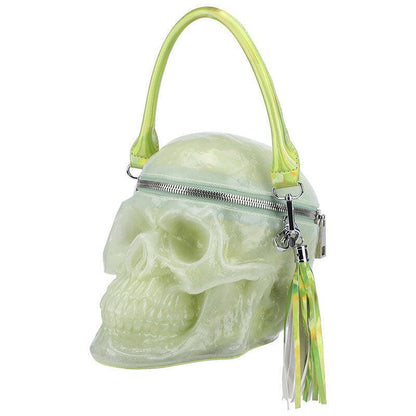 Creative Skull Shape Shoulder Messenger Silicone Bag Green