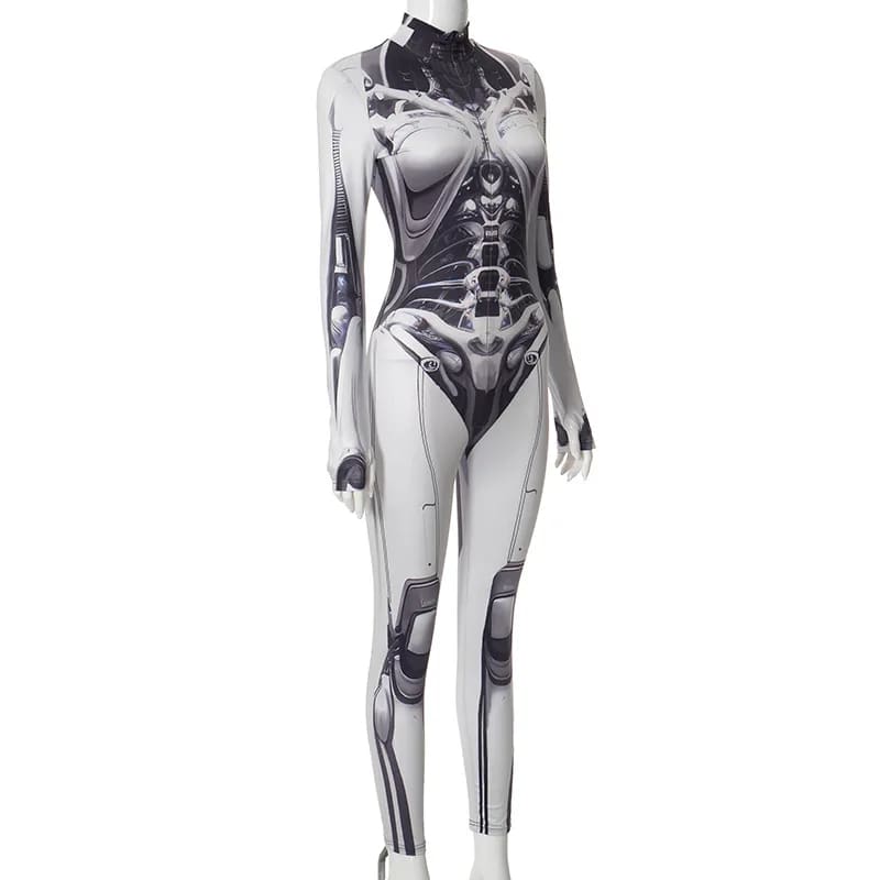 3D Printed Cosplay Bodycon Goth Punk Bodysuit