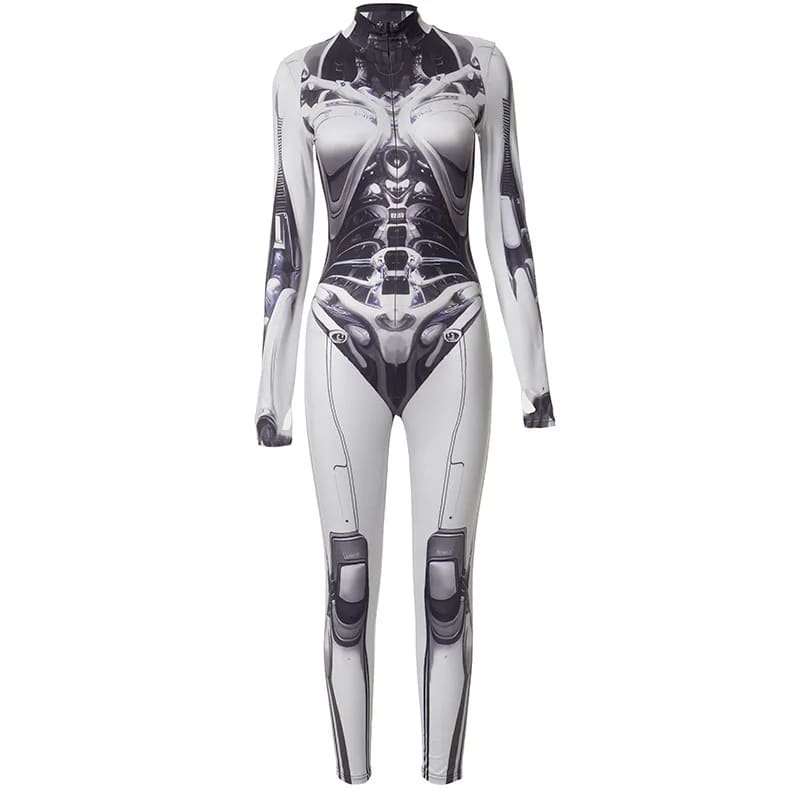 3D Printed Cosplay Bodycon Goth Punk Bodysuit