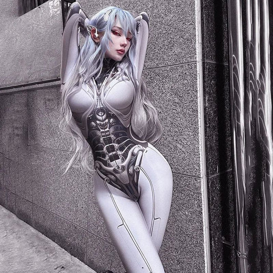 3D Printed Cosplay Bodycon Goth Punk Bodysuit