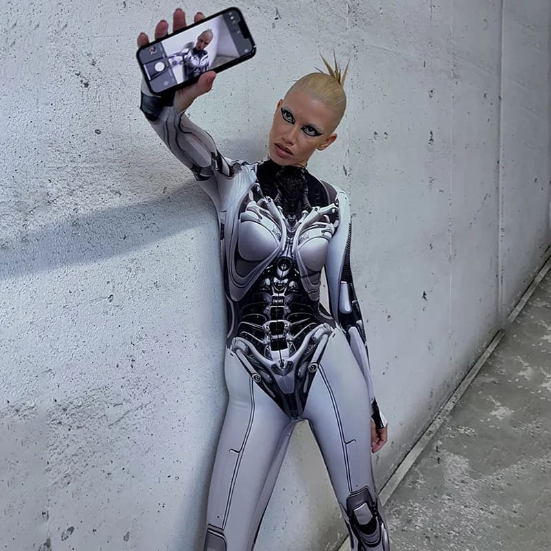 3D Printed Cosplay Bodycon Goth Punk Bodysuit