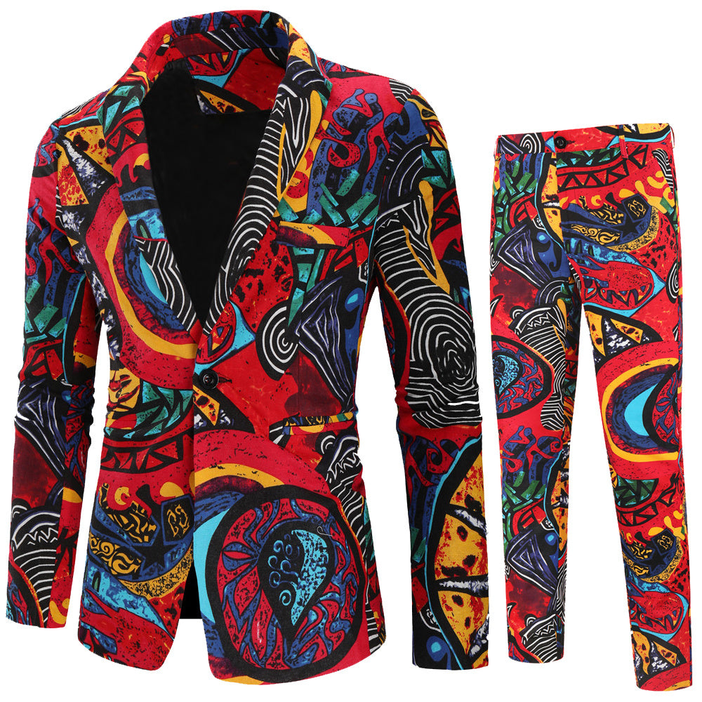 New Men's African Suit Floral Print Suit