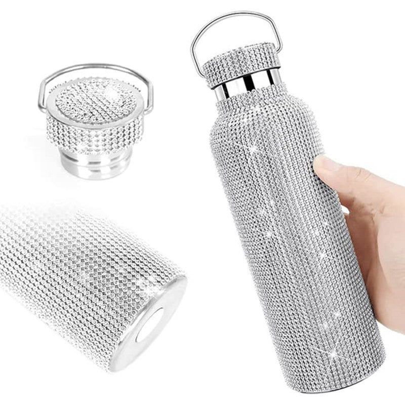 Rhinestone Encrusted Vacuum Flask High Capacity Stainless Steel Bag - Pleasures and Sins   Pleasures and Sins