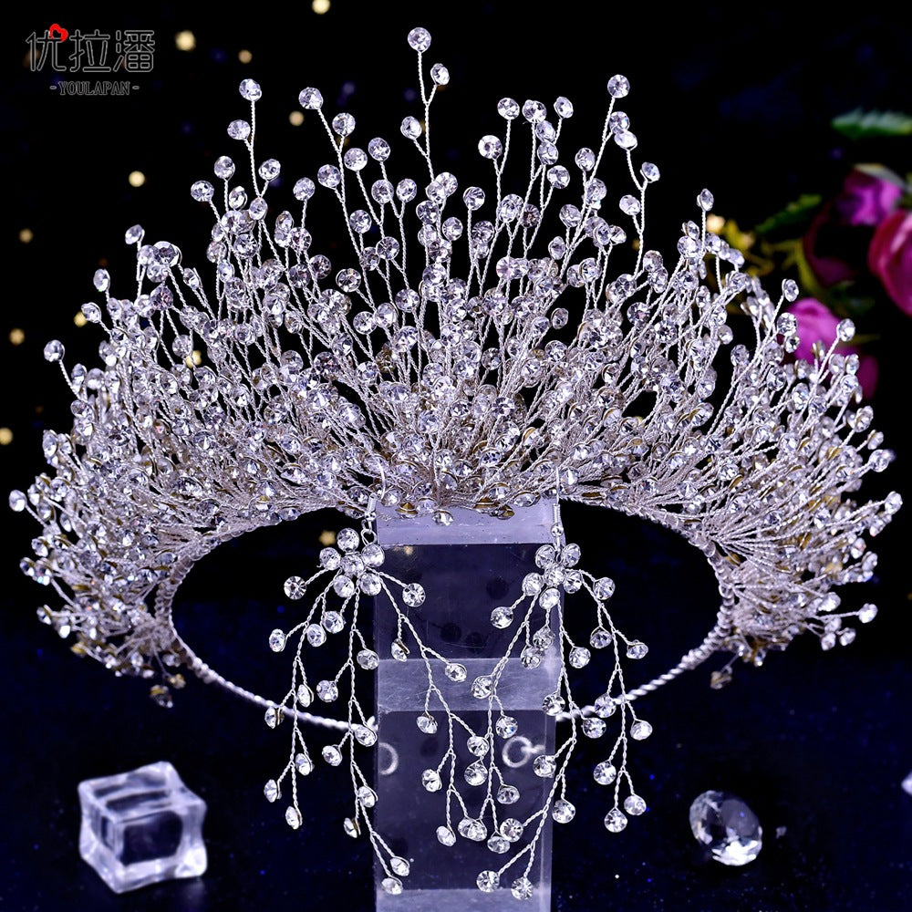 Bridal Headdress Crown Set Colored Diamond Necklace Earrings 3 pc Set - Pleasures and Sins   Pleasures and Sins