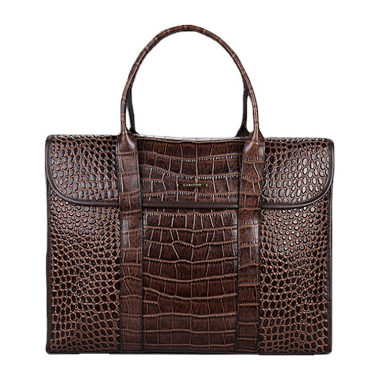 Mens Crocodile Pattern Genuine Leather Briefcase Laptop Bag - Pleasures and Sins   Pleasures and Sins