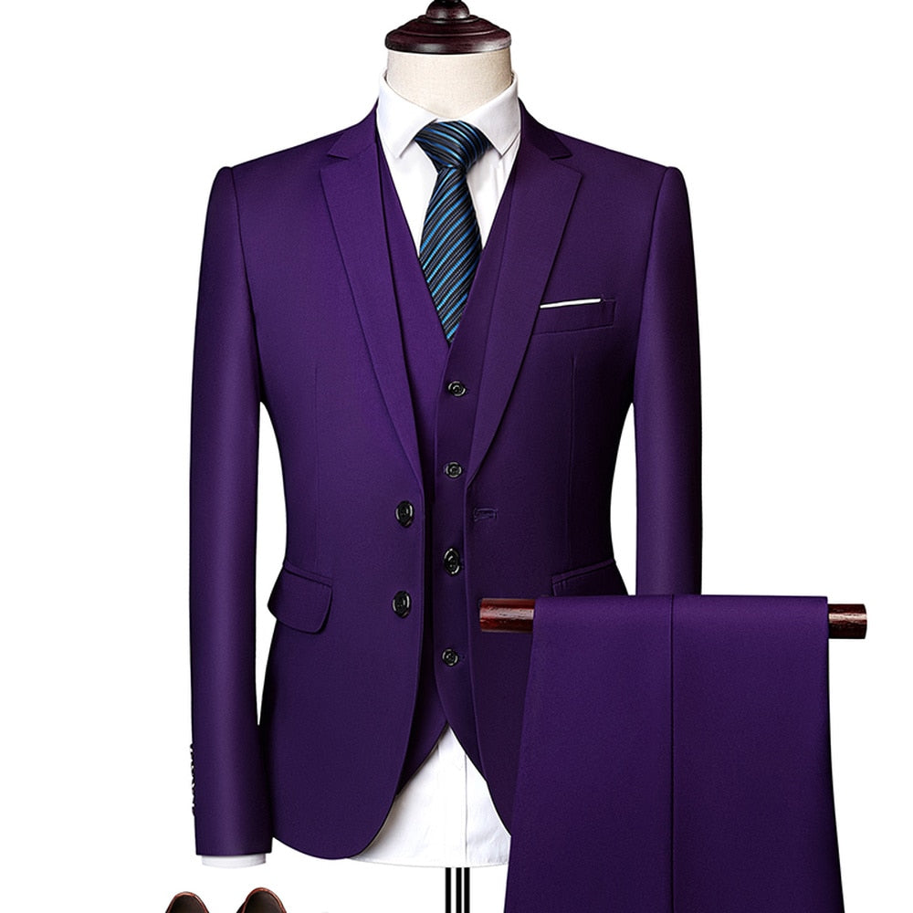 Mens 3 Pc Slim Fit Formal Suit In 10 Stunning Colours - Pleasures and Sins   Pleasures and Sins