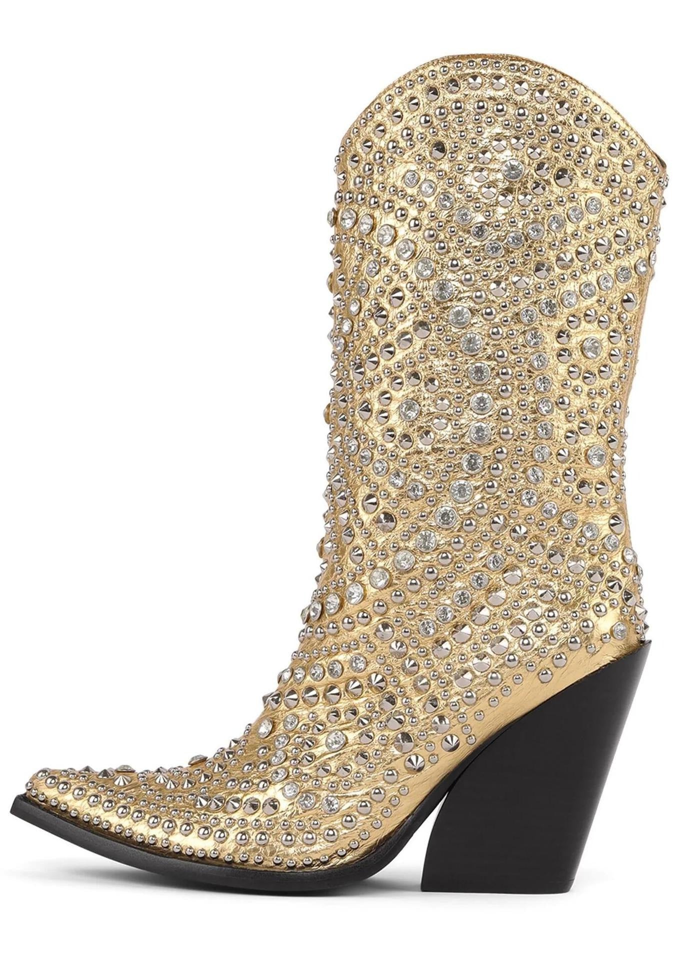 Luxury Crystal Encrusted Western Boots For Women With Pointed Toe - Pleasures and Sins   Pleasures and Sins