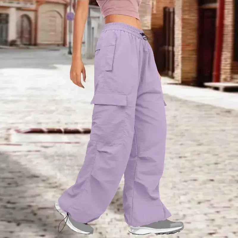 Multi Pocket Cargohose Damen Hohe Taille Locker Lässig