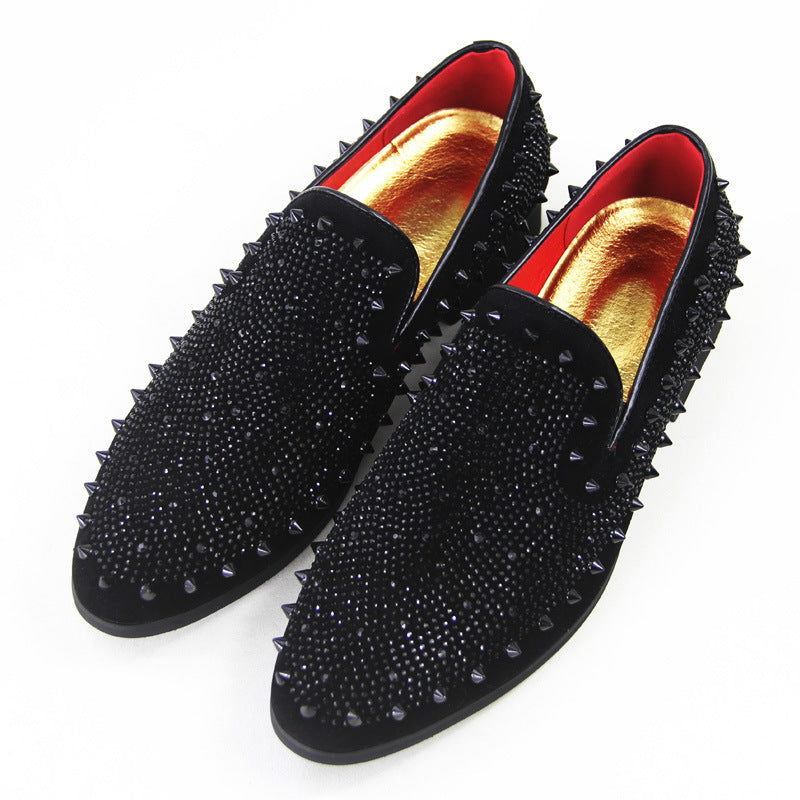 Mens Beautiful Rhinestone Spike, Studded Loafers