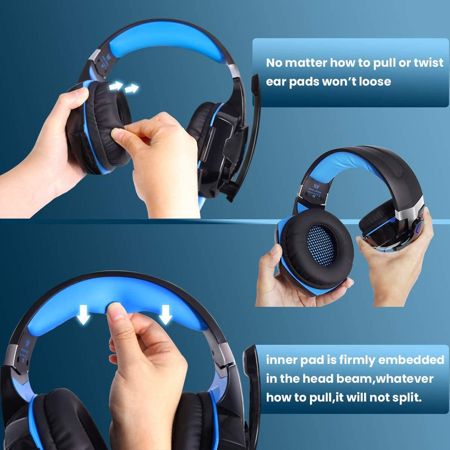 Head Mounted Gaming Earphones with Wired Illumination Heavy Bass