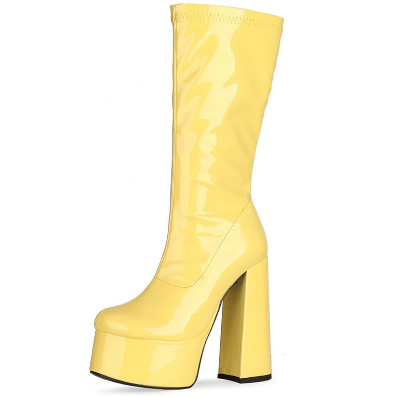 Fashion Patent Leather Super High Heel Single Boots