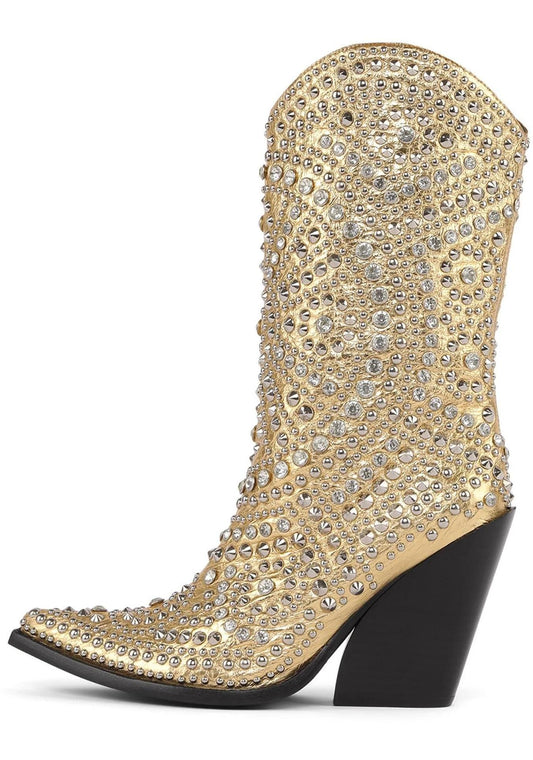 Luxury Crystal Encrusted Western Boots For Women With Pointed Toe - Pleasures and Sins   Pleasures and Sins