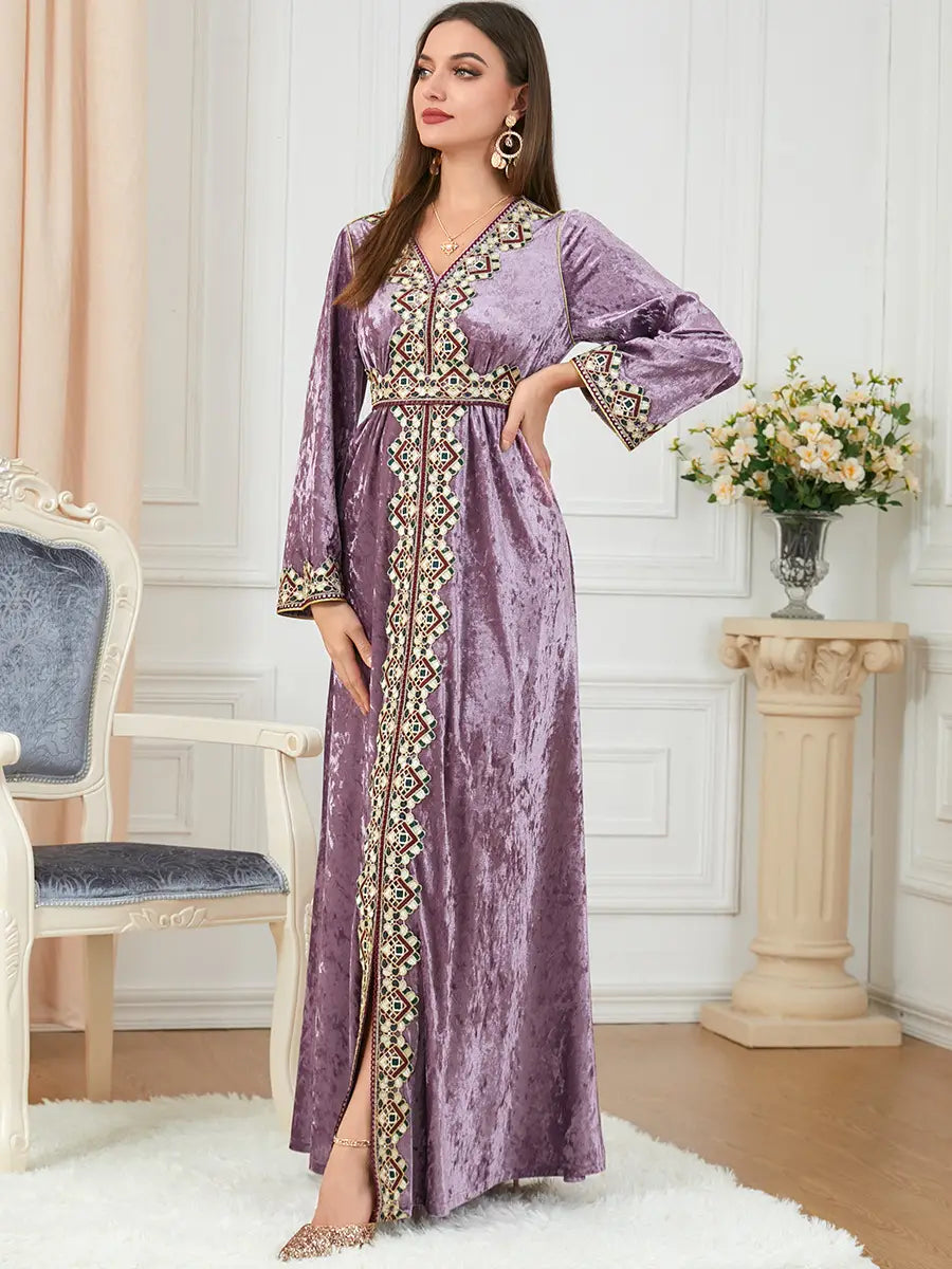 Muslim Autumn Winter Loose Fitting Long Sleeved Golden