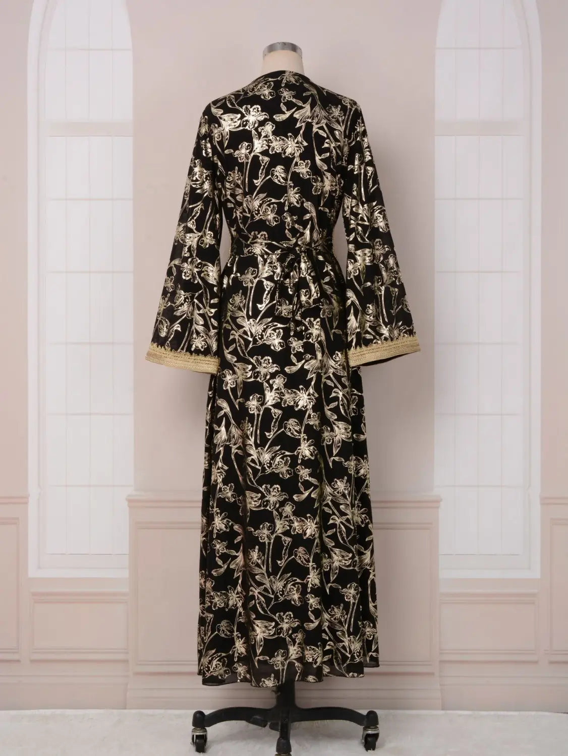 Evening Dress Muslim Flower Gold Stamping Fashion Robe