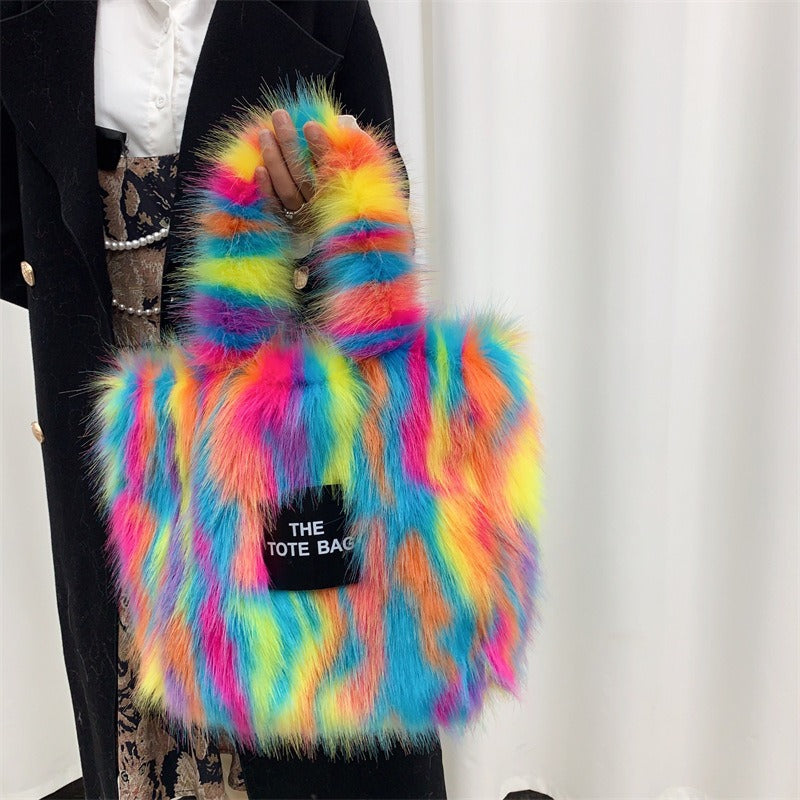 Crossbody Tote Bag Imitation Fur Large Capacity Bag - Pleasures and Sins   Pleasures and Sins