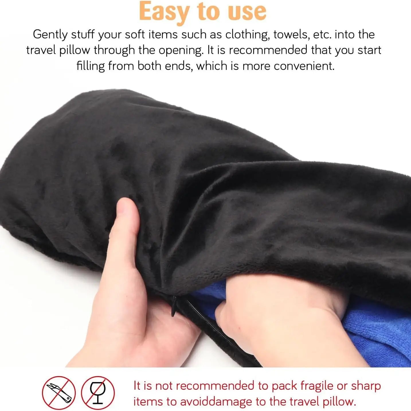 Travel pillow that can be filled with clothes travel hack