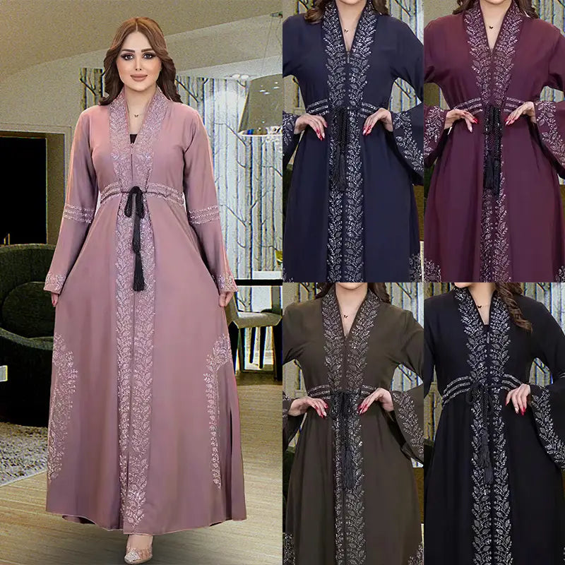 Robe musulmane élégante et luxueuse pour femmes, robe arabe