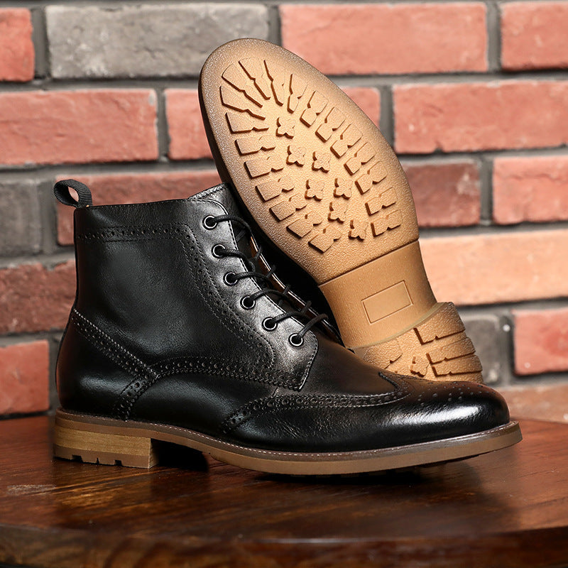 Bottines en cuir véritable de style anglais pour hommes