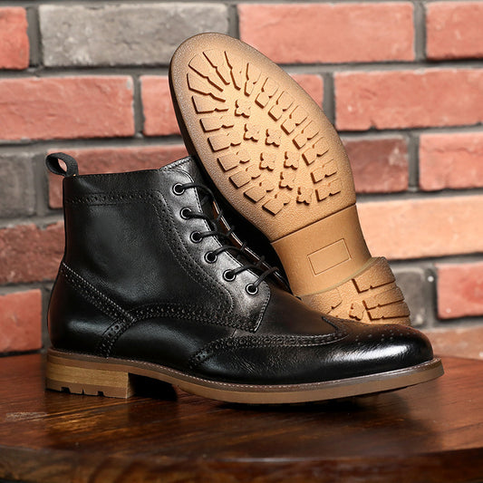 Bottines en cuir véritable de style anglais pour hommes