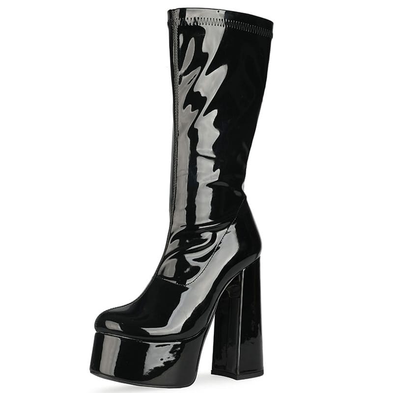 Modische Lackleder Stiefel mit Super High Heel