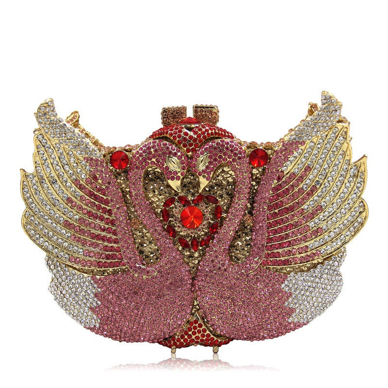 Kissing Swans studded diamond dinner bag, banquet full diamond bag - Pleasures and Sins   Pleasures and Sins