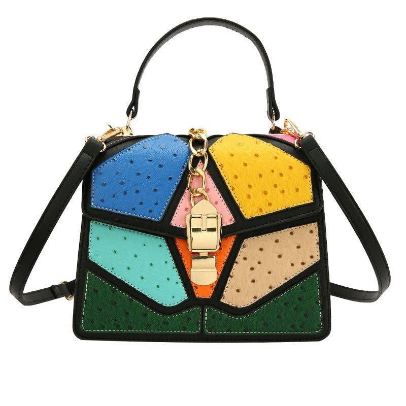 Color block hand-held small square bag, versatile for women