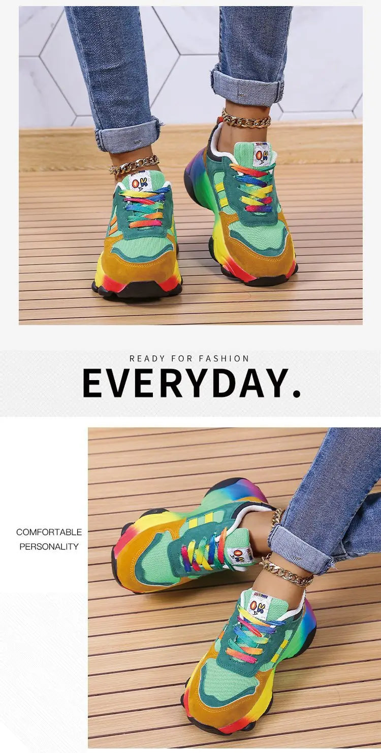 Unisex bunte Regenbogen Hip Hop Casual Regenbogen Schuhe