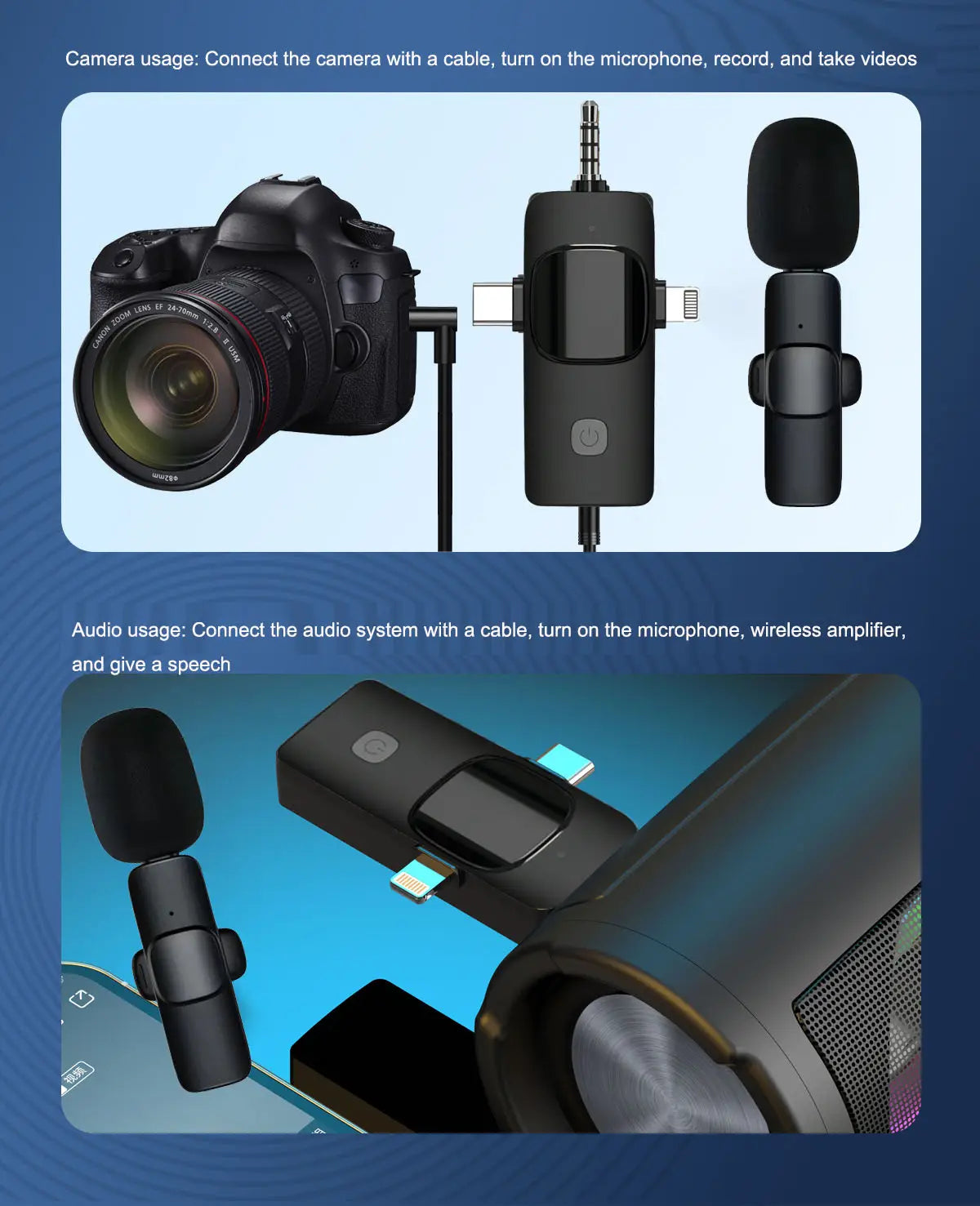 Wireless Lavalier Microphone for Live Streaming Recording