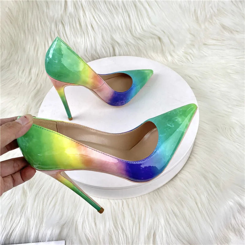 Unisex high heels, rainbow high heels, fashionable, narrow pointed toe - Pleasures and Sins   Pleasures and Sins