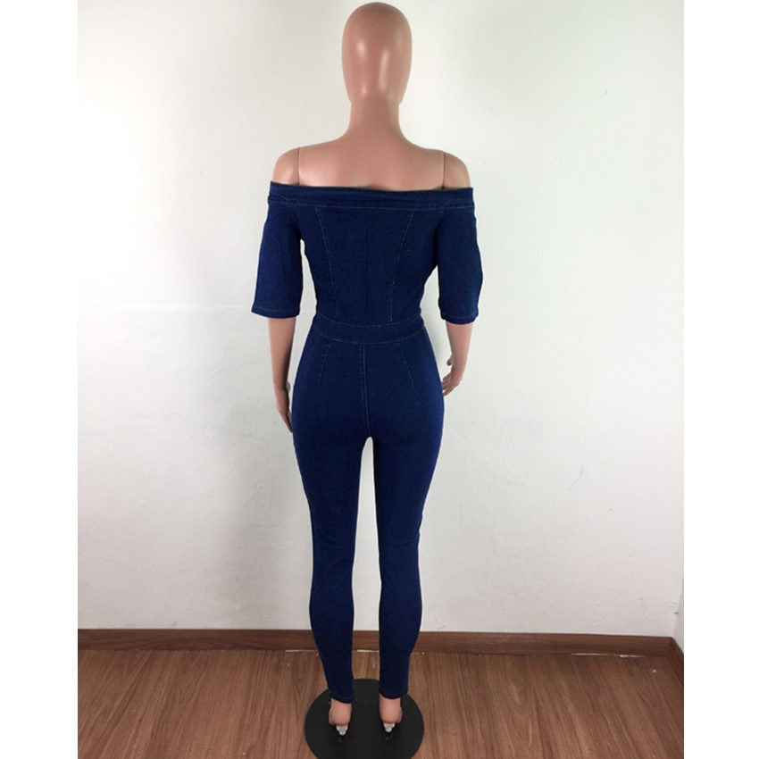 Fashion Denim Jumpsuit Womens Wide Leg Bodycon Jumpsuit - Pleasures and Sins   Pleasures and Sins